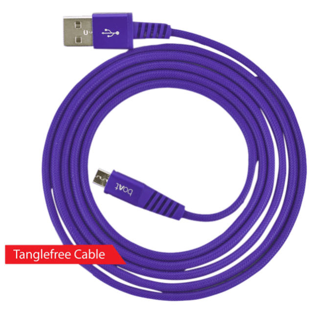 boAt Rugged 700 V3 Type A to Micro USB 4.9 Feet (1.5M) Cable (Tangle-free Design, Purple)