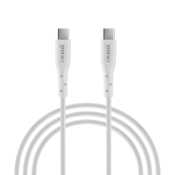 Croma Type C to Type C 6.6 Feet (2M) Cable (In-Built E-Mark Chip, White)