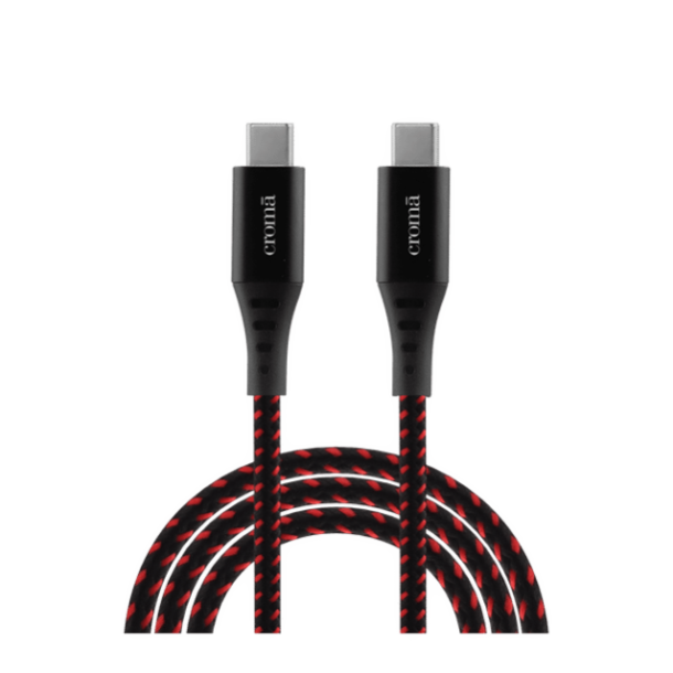 Croma Type C to Type C 3.3 Feet (1M) Cable (Nylon Braided, Red)